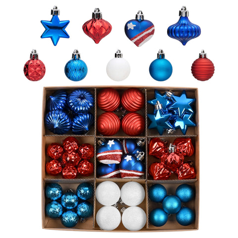 Decor by Hannah 4th of July ornament ball with red, white, blue finish for festive décor.