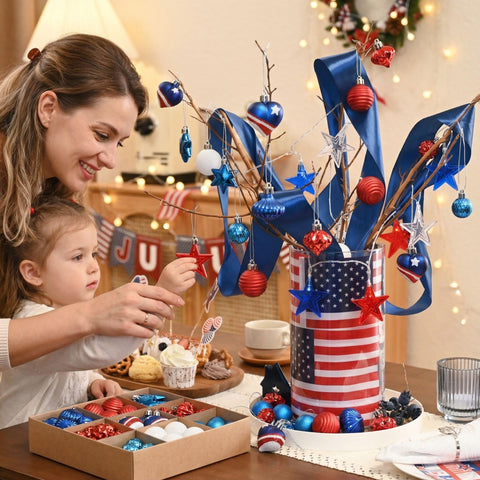 Decor by Hannah lightweight patriotic ornament with crackle finish for easy hanging.
