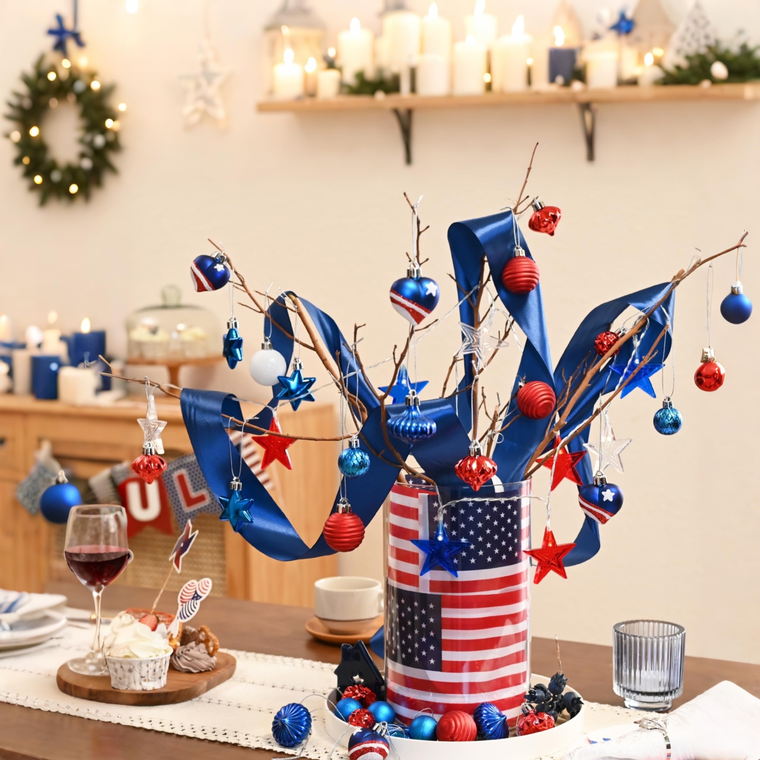 Decor by Hannah shatterproof patriotic ornament ball designed for safe family decorating.
