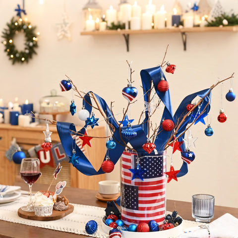 Decor by Hannah shatterproof patriotic ornament ball designed for safe family decorating.