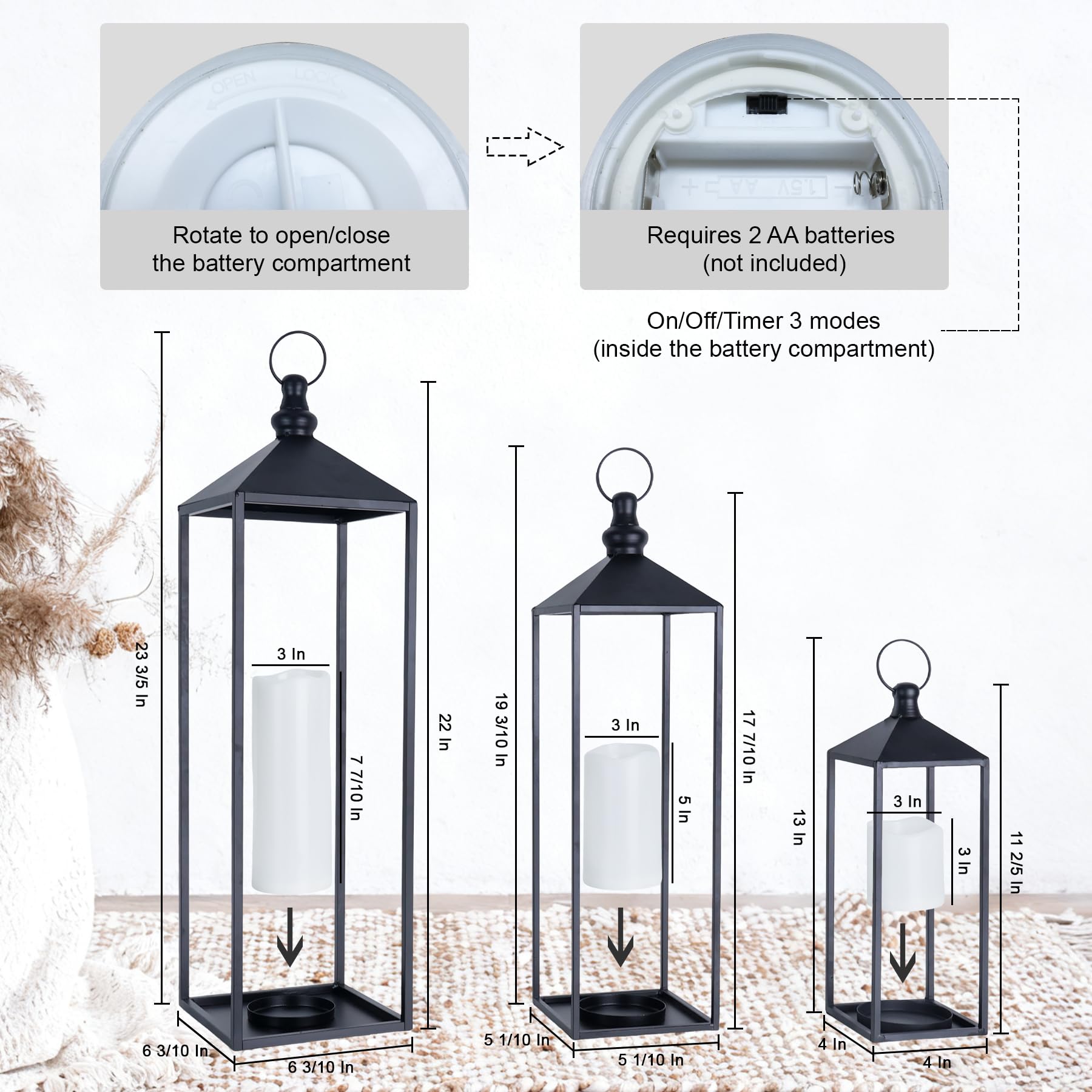 Decorkey LED lantern metal frame detail highlighting craftsmanship