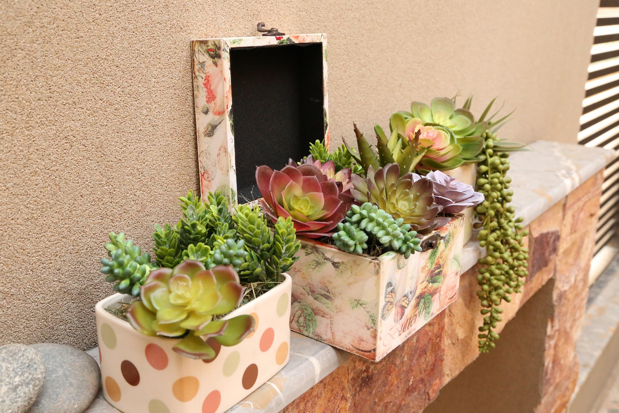 DECOROUS succulents colorful flock decoration ideal for DIY projects