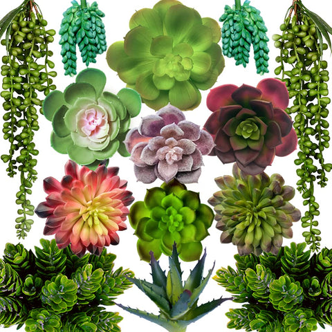 DECOROUS artificial succulents front view showcases lifelike texture for home decor