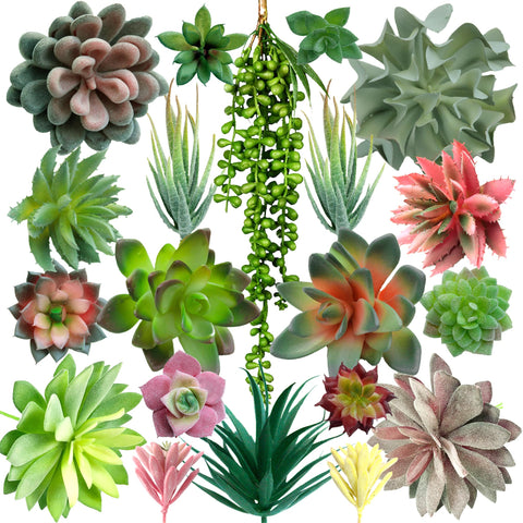 DECOROUS fake succulents unpotted set for easy, low-maintenance home decor.