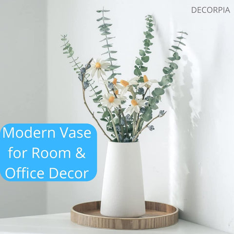 Decorpia living room vase neutral complements neutral decor and shelves.