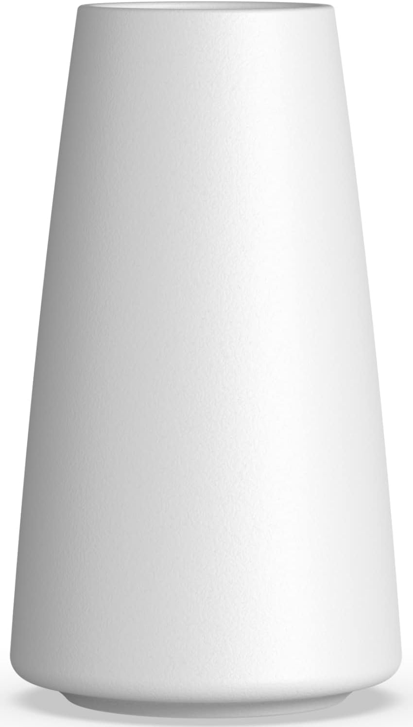 Decorpia white ceramic vase for 12-inch display adds clean modern elegance to any shelf.