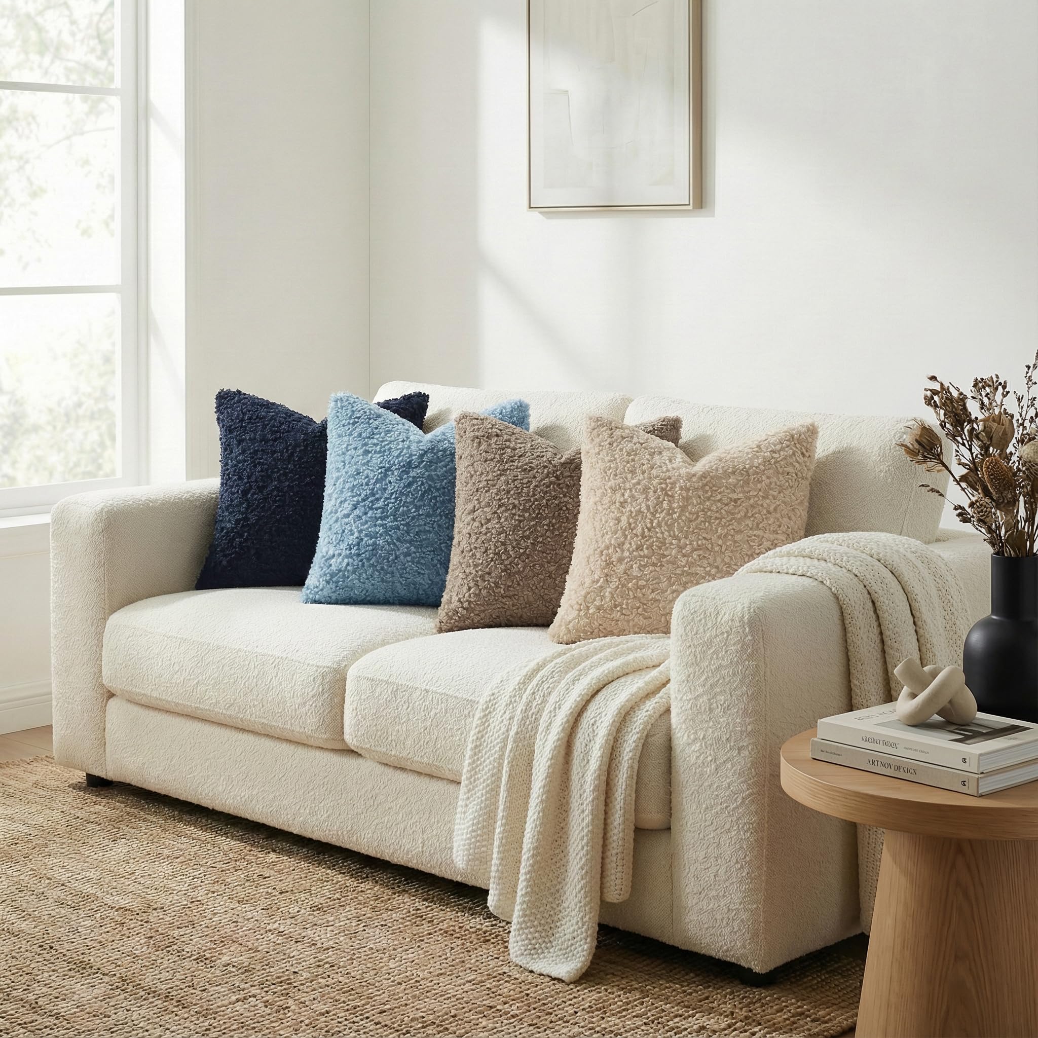 decorUhome boucle pillow cover textured accent for couch or bed.