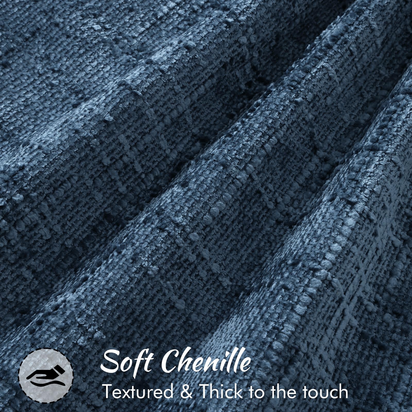 Close-up of navy blue flange edges on DecorUhome pillow cover for a polished look.