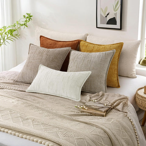 decorUhome chenille pillow cover 20x20 rust easy care machine washable.
