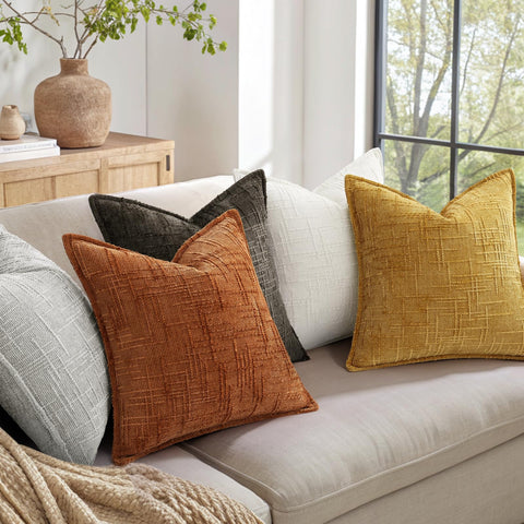 decorUhome chenille pillow cover 20x20 rust two-pack for versatile styling.
