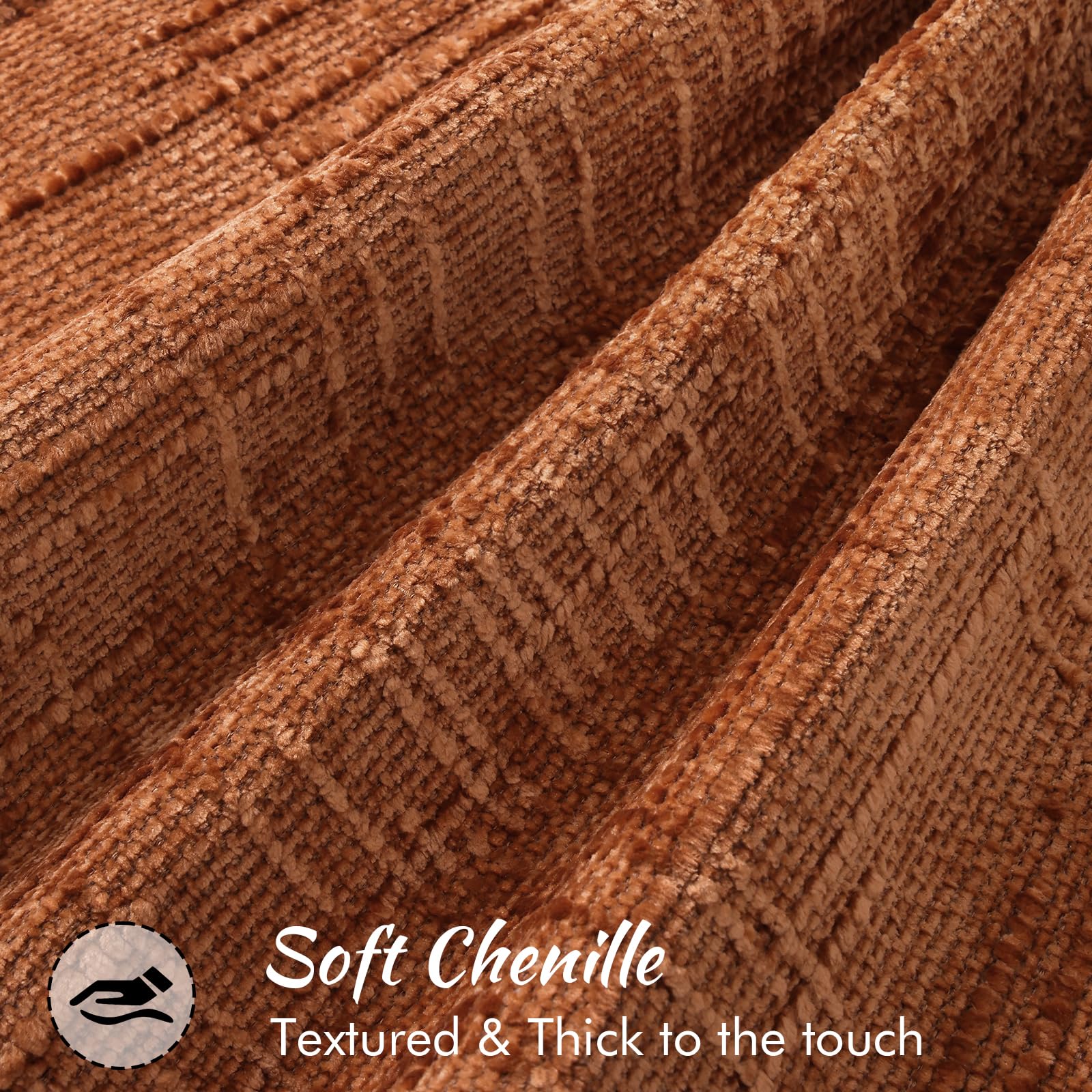 decorUhome chenille pillow cover 20x20 rust with flange edges for a polished look.