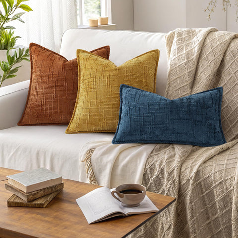 decorUhome chenille pillow cover 20x20 rust durable fabric for daily use.