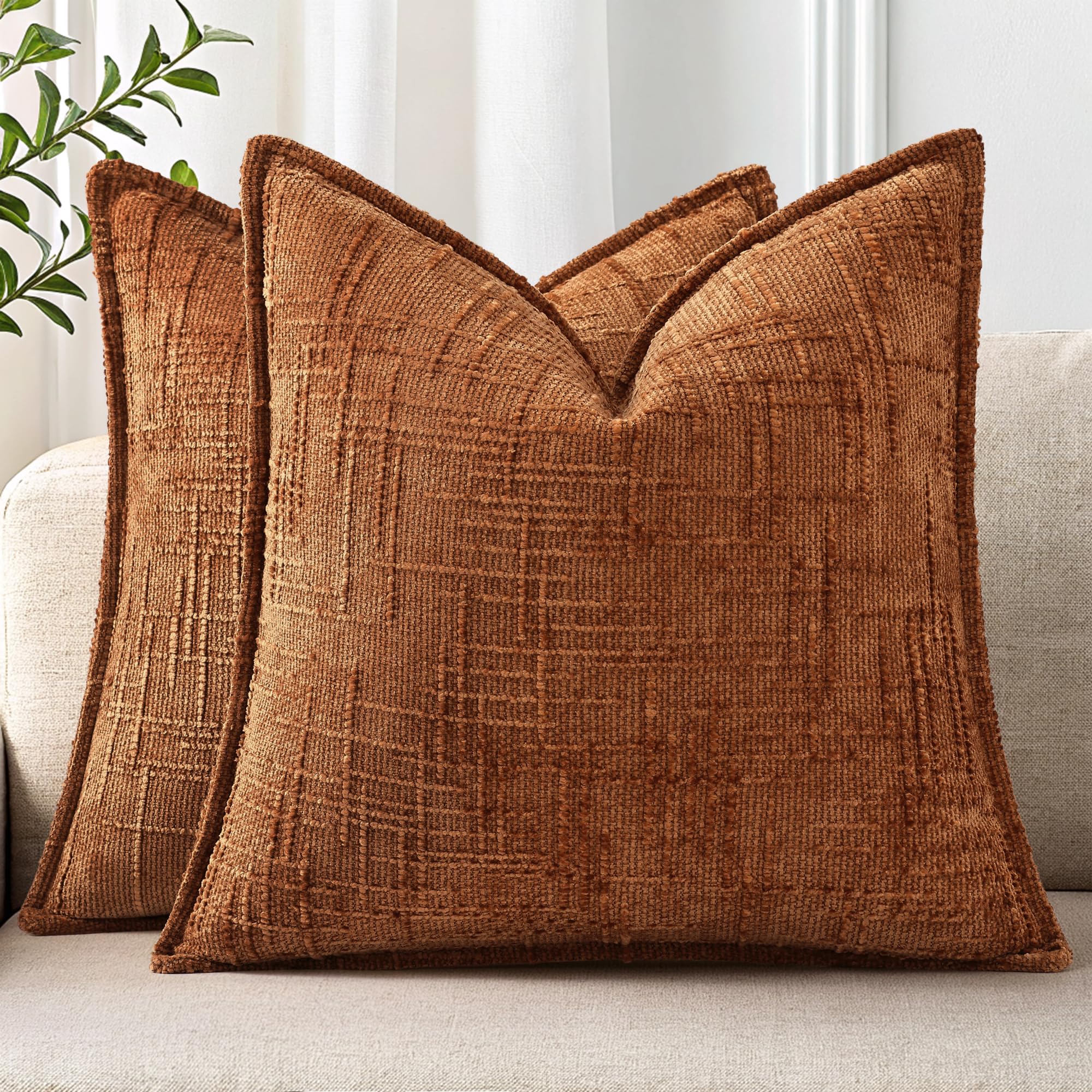 decorUhome chenille pillow cover 20x20 texture adds plush warmth to your sofa.