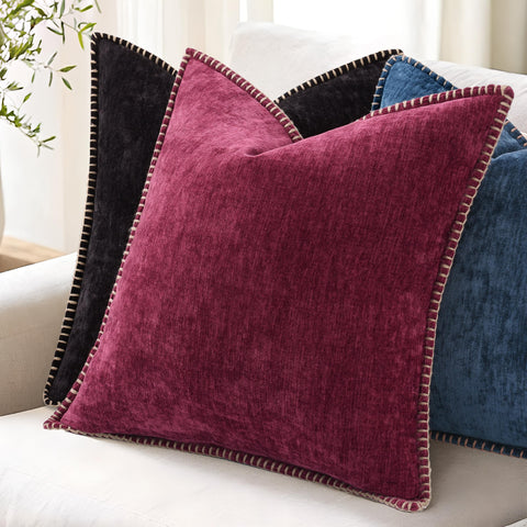 DecorUhome chenille pillow in bedroom setup invites cozy relaxation.