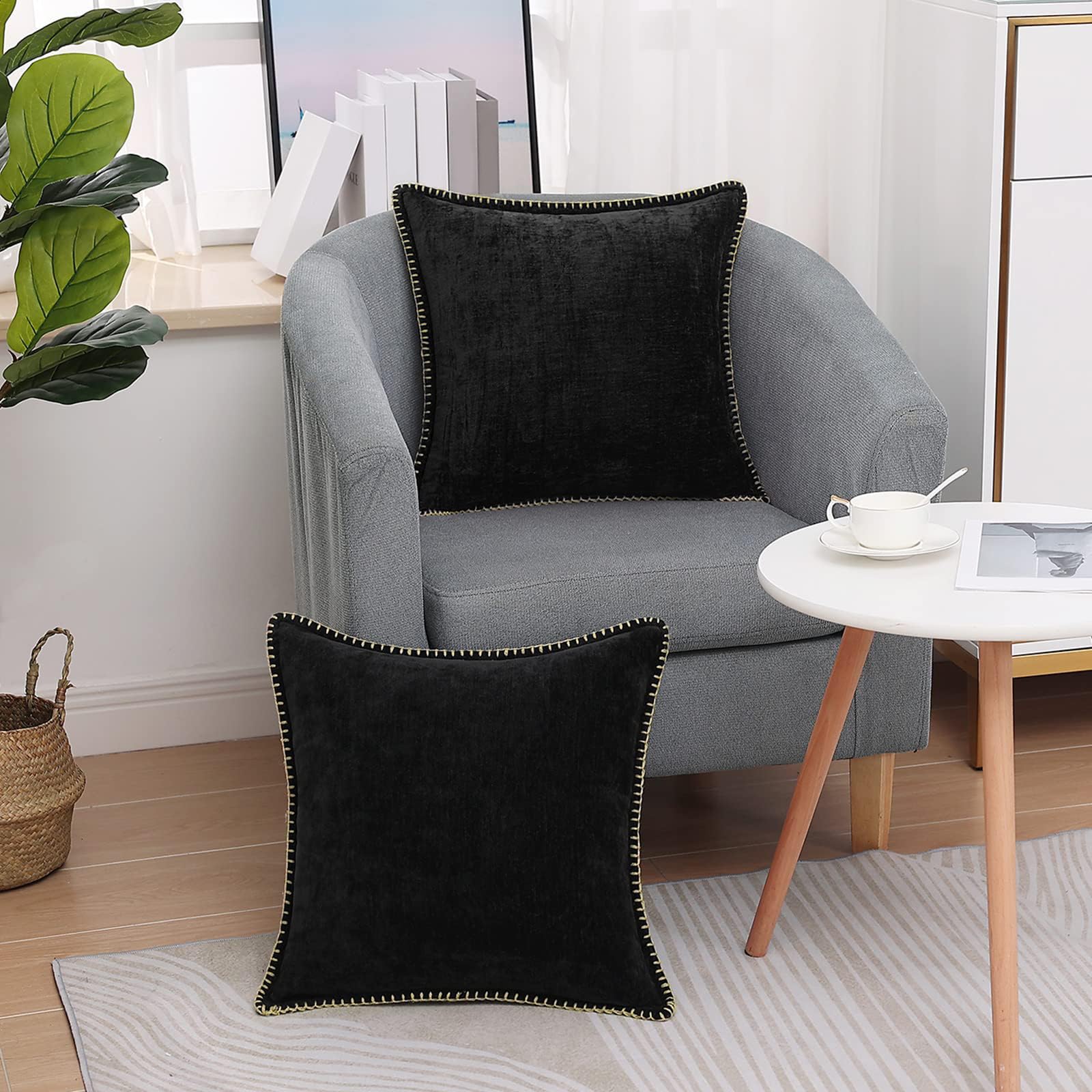 DecorUhome chenille pillow on couch scene for an instant room refresh.