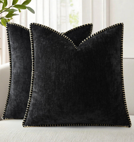 DecorUhome chenille pillow front view shows plush texture ideal for cozy living room accents.