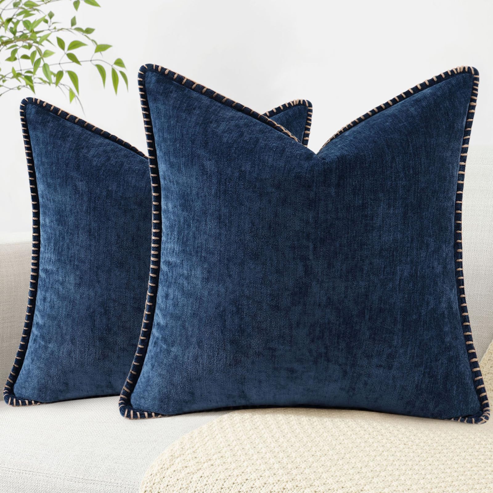 decorUhome chenille soft cozy throw pillow cover Poseidon front view offers plush comfort.
