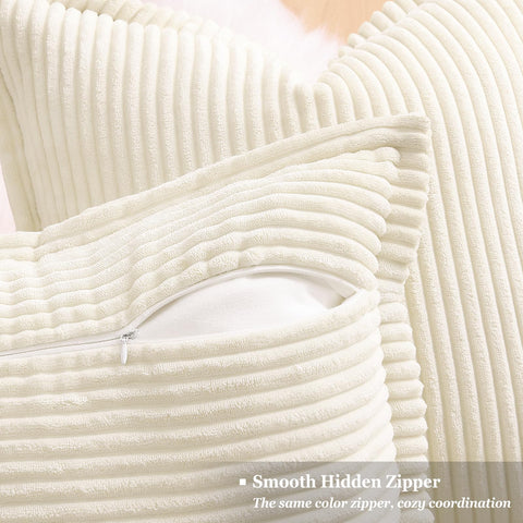 decorUhome corduroy pillow cover back features invisible zipper for seamless look