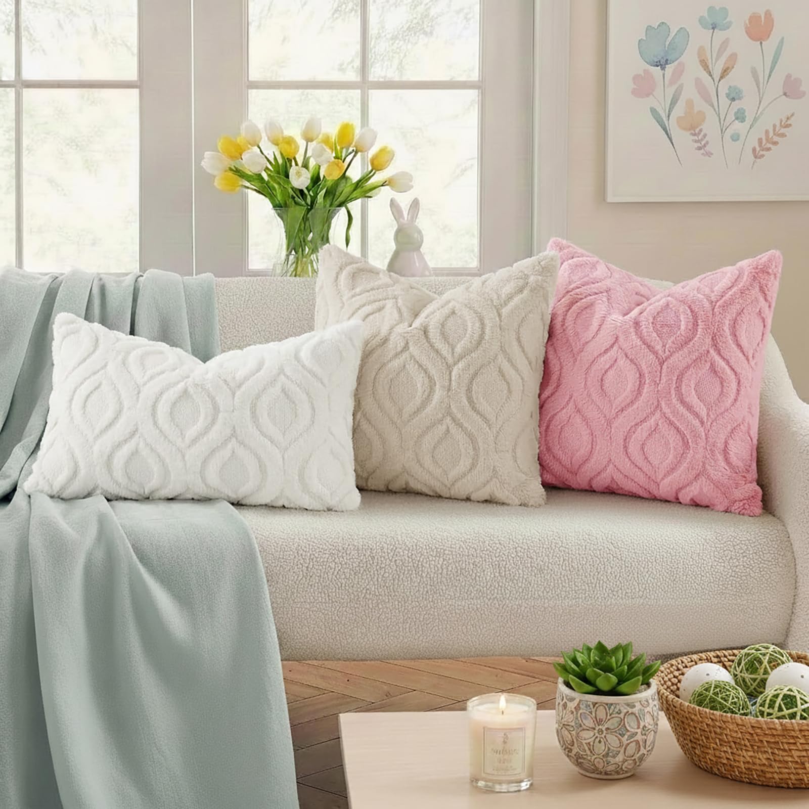 decorUhome fluffy velvet reverse adds cozy contrast to beige cover