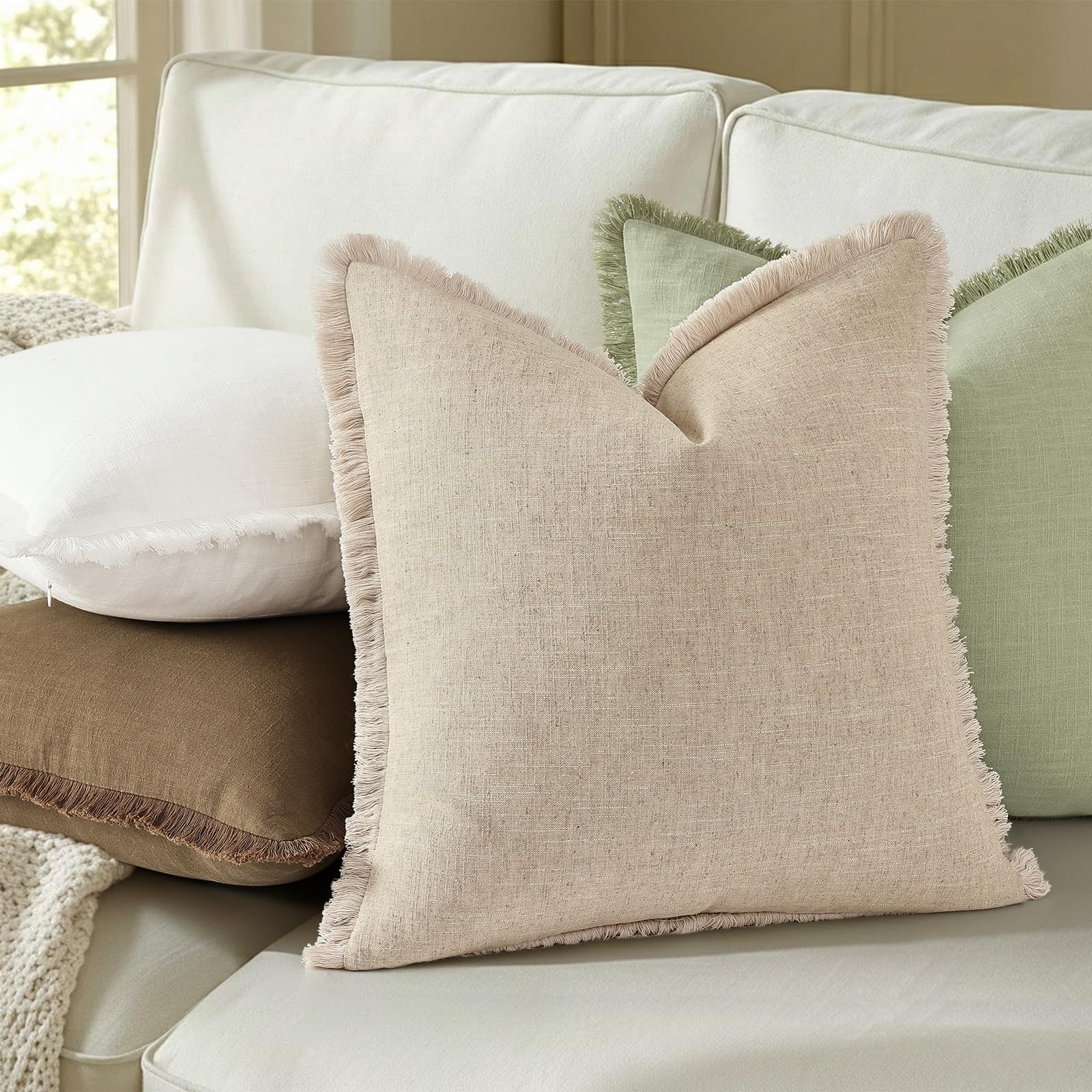 decorUhome hidden zipper pillow cover neutral keeps inserts secure.