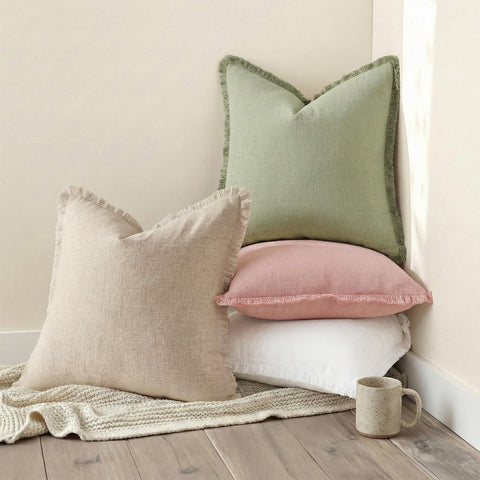 decorUhome machine washable linen pillow cover for easy care.
