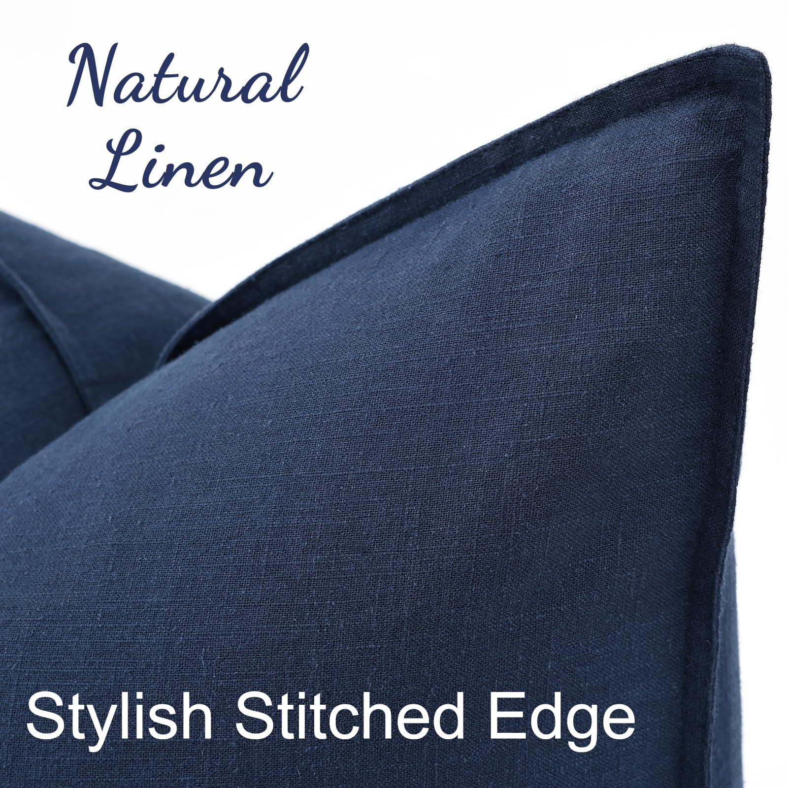 decorUhome navy linen pillow cover with hidden zipper keeps cushions tidy
