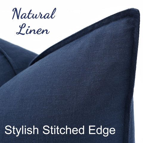 decorUhome navy linen pillow cover with hidden zipper keeps cushions tidy