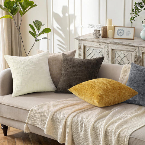 decorUhome pillow cover styled beside a bed for subtle decor