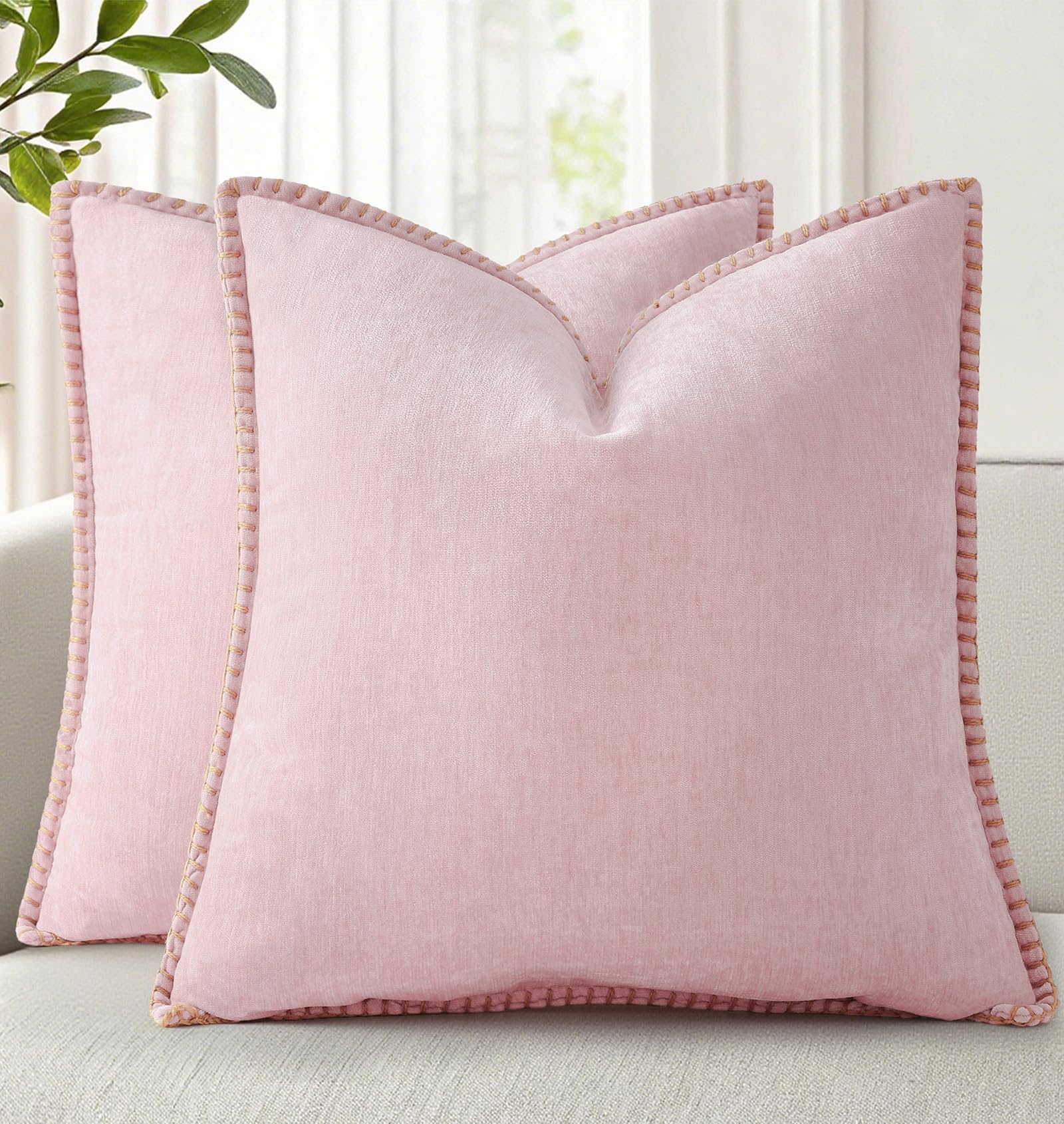 DecorUhome Summer Chenille Throw Pillow Cover 20x20 front view, soft and inviting for living spaces