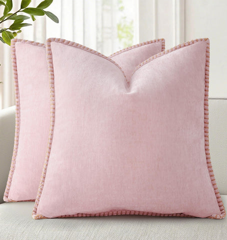DecorUhome Summer Chenille Throw Pillow Cover 20x20 front view, soft and inviting for living spaces