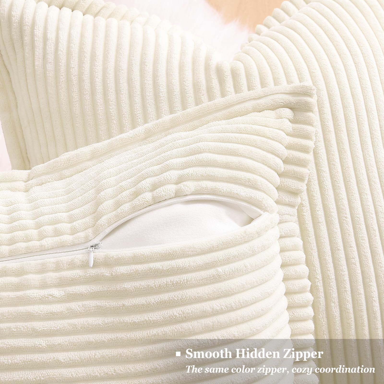 decorUhome cream white corduroy sham set of 2 with plush texture