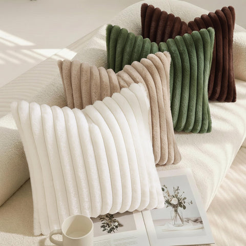 decorUhome cream pillow cover with velvet back for easy decor updates