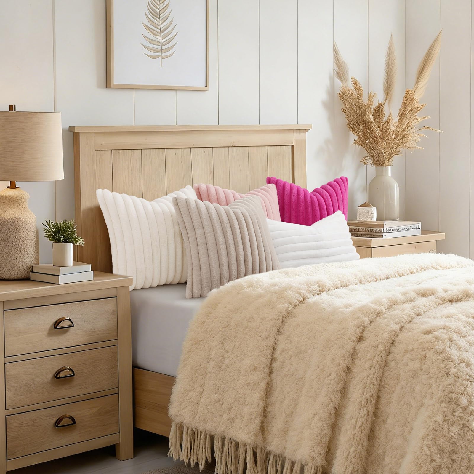 decorUhome velvet back detail on cream pillow cover adds luxe look