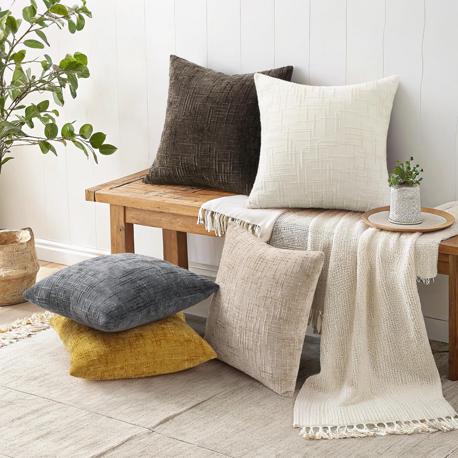 decorUhome 20x20 pillow cover with plants for cozy farmhouse vibe.
