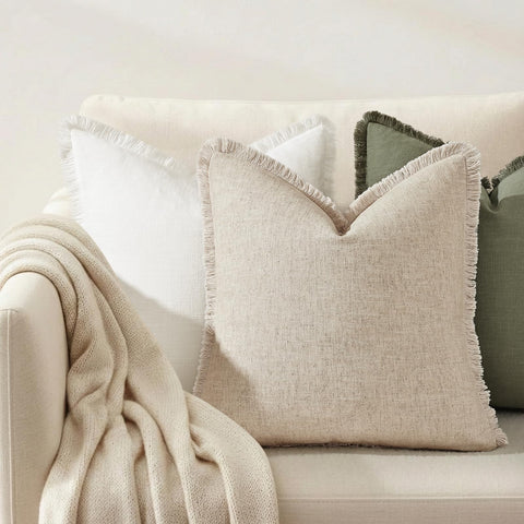 decorUhome textured linen pillow cover sage green for calming decor.