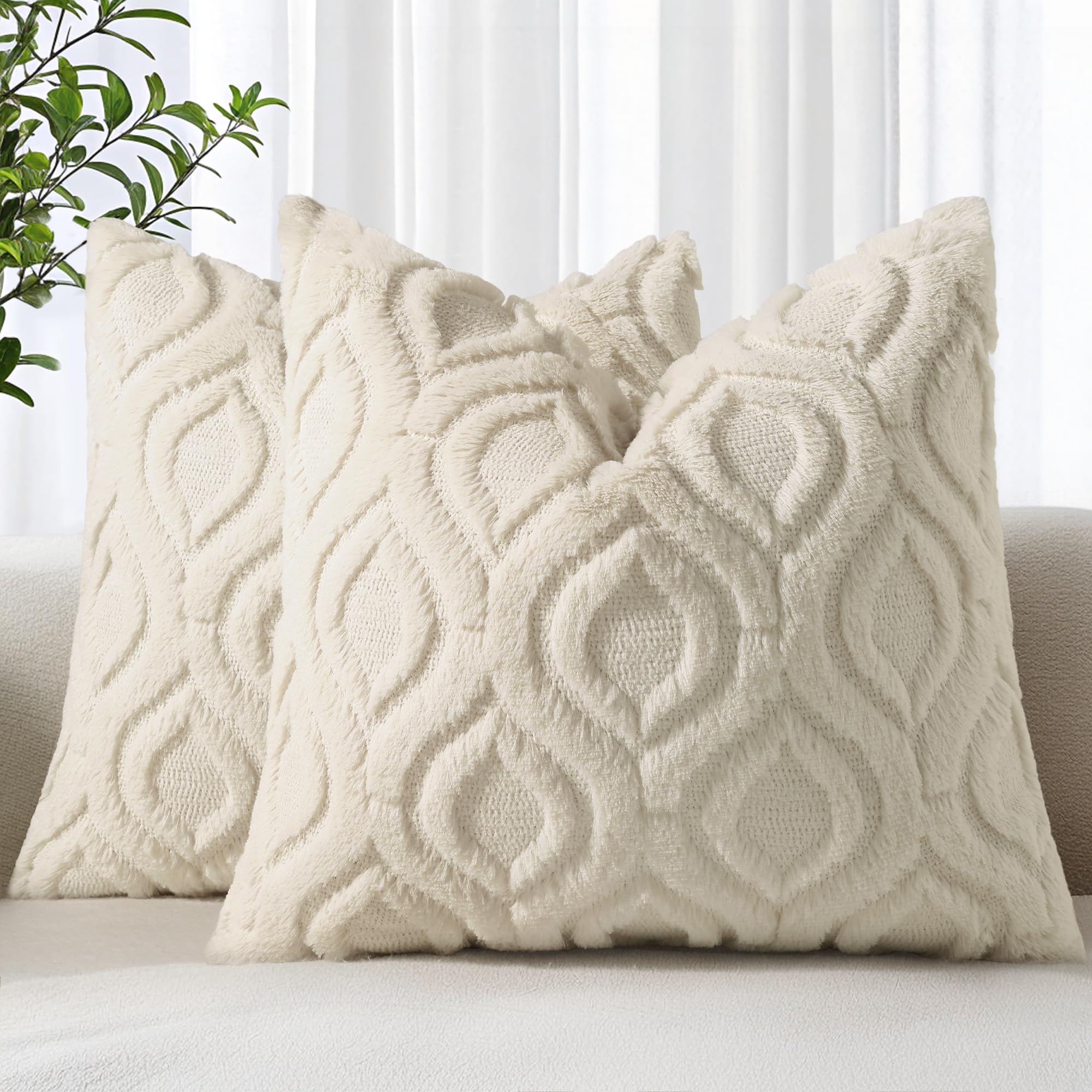 decorUhome throw pillow cover 20x20 beige solid enhances neutral living room style