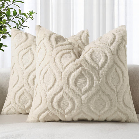 decorUhome throw pillow cover 20x20 beige solid enhances neutral living room style