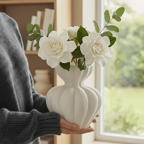 DecoVlog petal-inspired design complements fresh or artificial blooms.