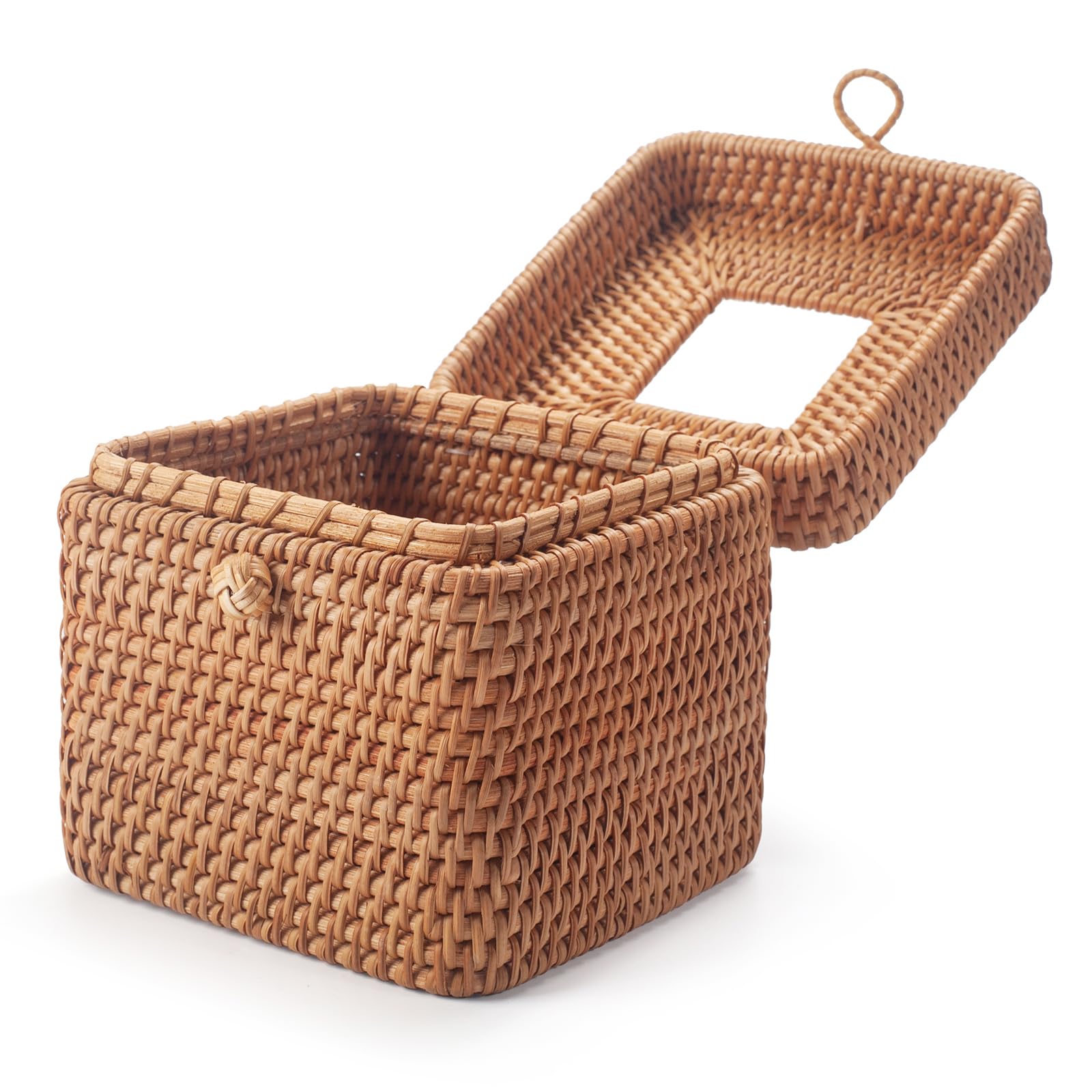 DECRAFTS square rattan tissue box cover fits standard boxes neatly