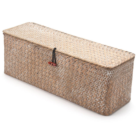 DECRAFTS rectangular seagrass bin for shelves helps maximize vertical space