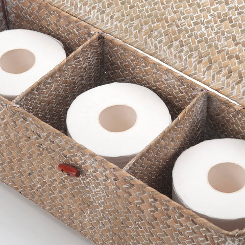 DECRAFTS seagrass storage basket with compartments keeps small items separated and accessible