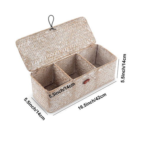 DECRAFTS washroom organizer basket with lid keeps essentials tidy