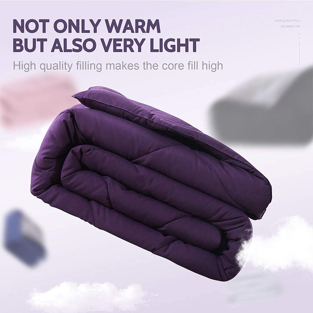 Decroom all-season bedroom setup with purple bedding