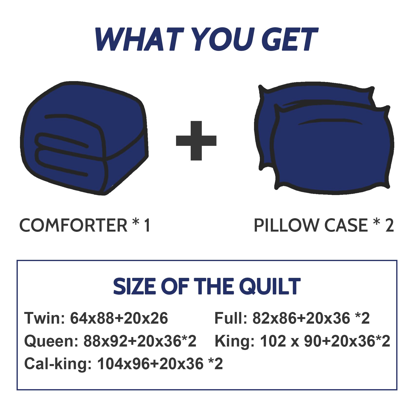 Decroom full-size bed setup with comforter and shams for easy styling.
