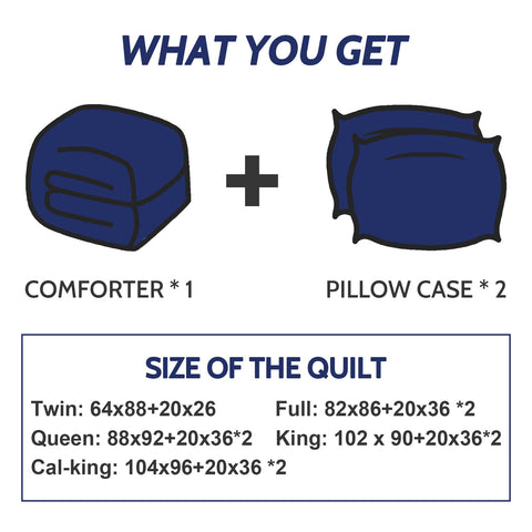 Decroom full-size bed setup with comforter and shams for easy styling.