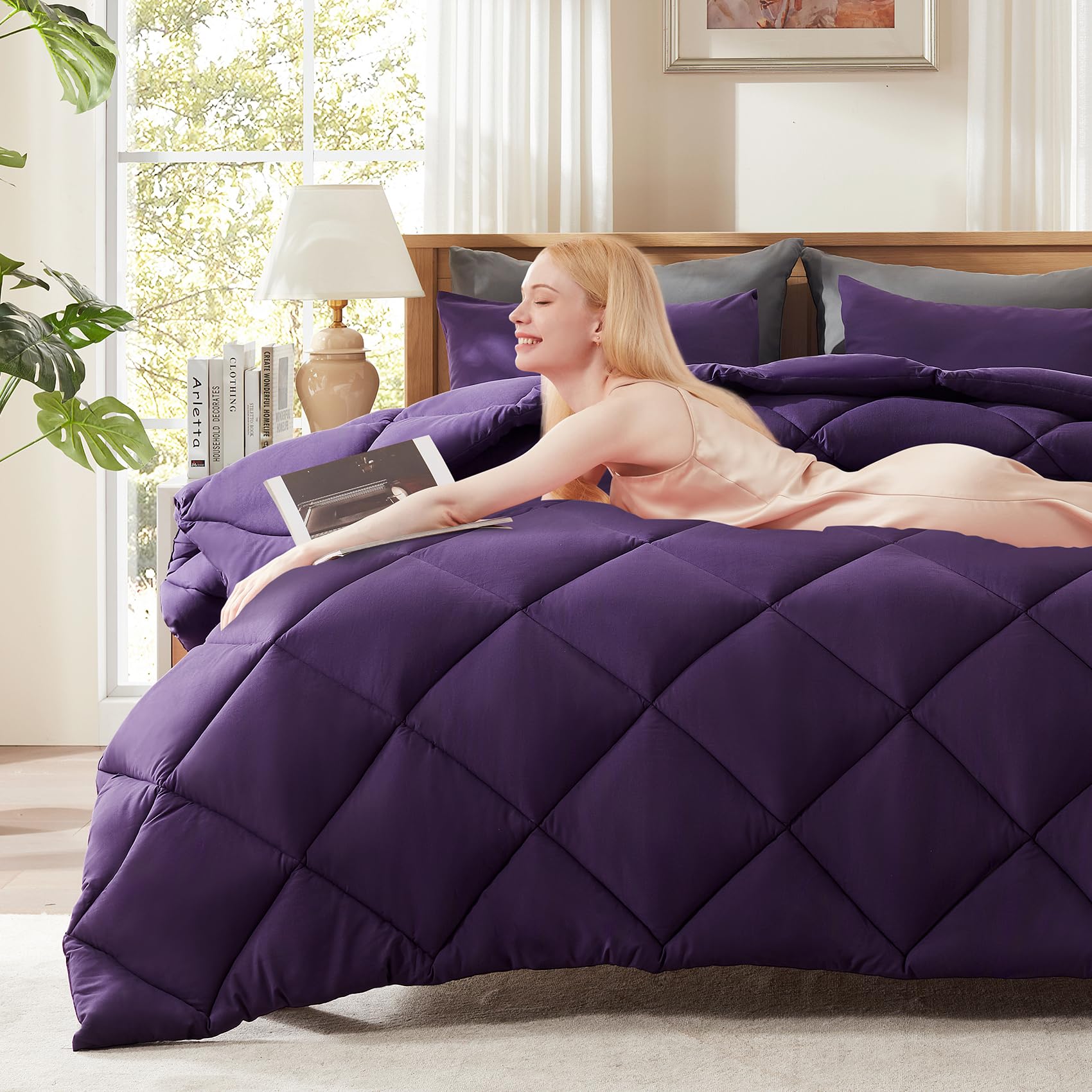 Decroom purple pillow shams 20x26 for a coordinated, neat look