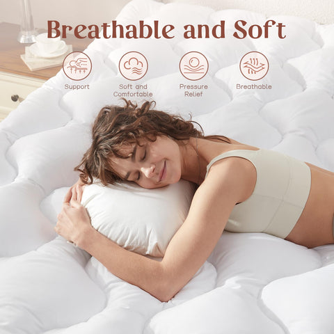 Soft fiber cover of Decroom topper highlighting plush and breathable texture