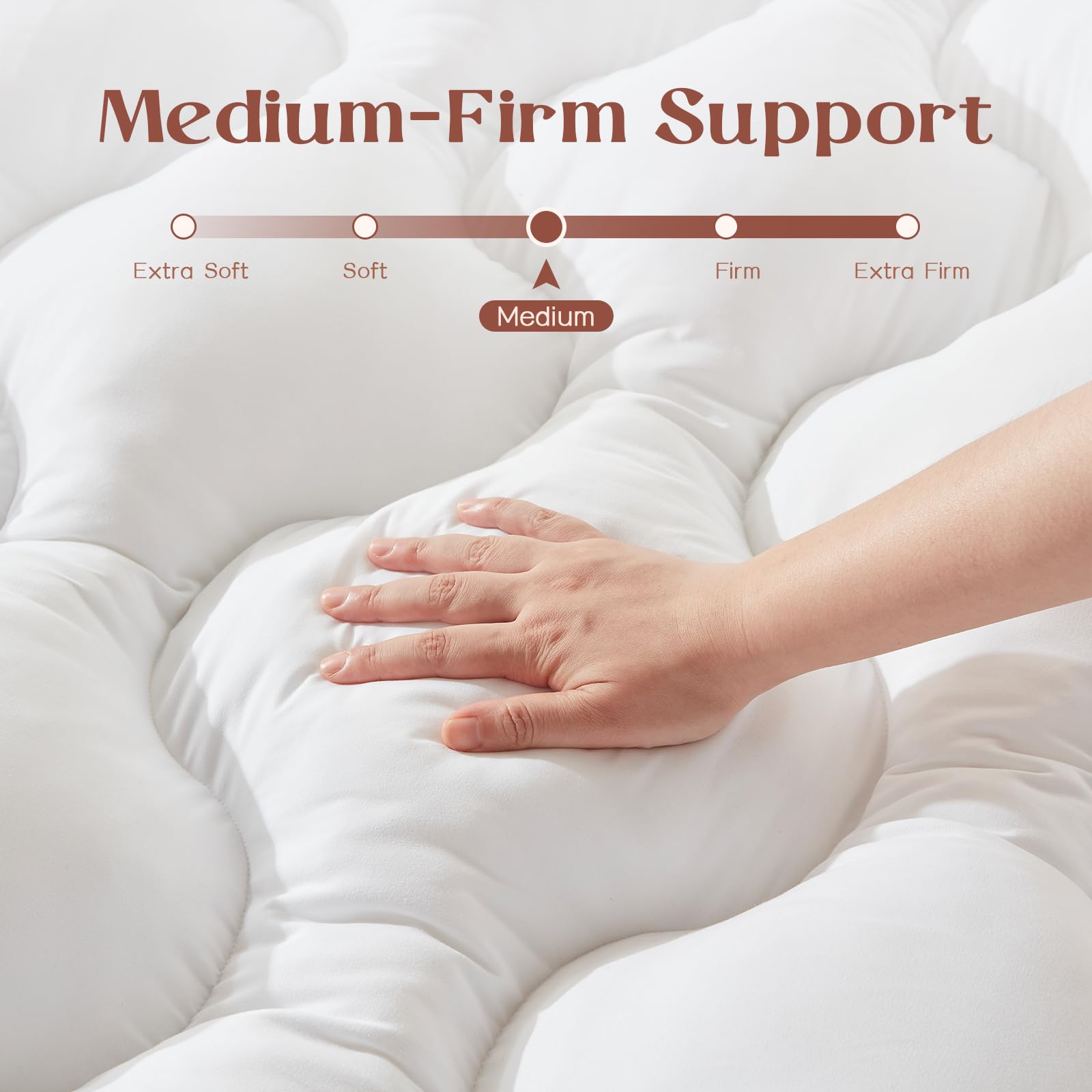 Soft fiber cover detail on Decroom topper adds plush cushioning