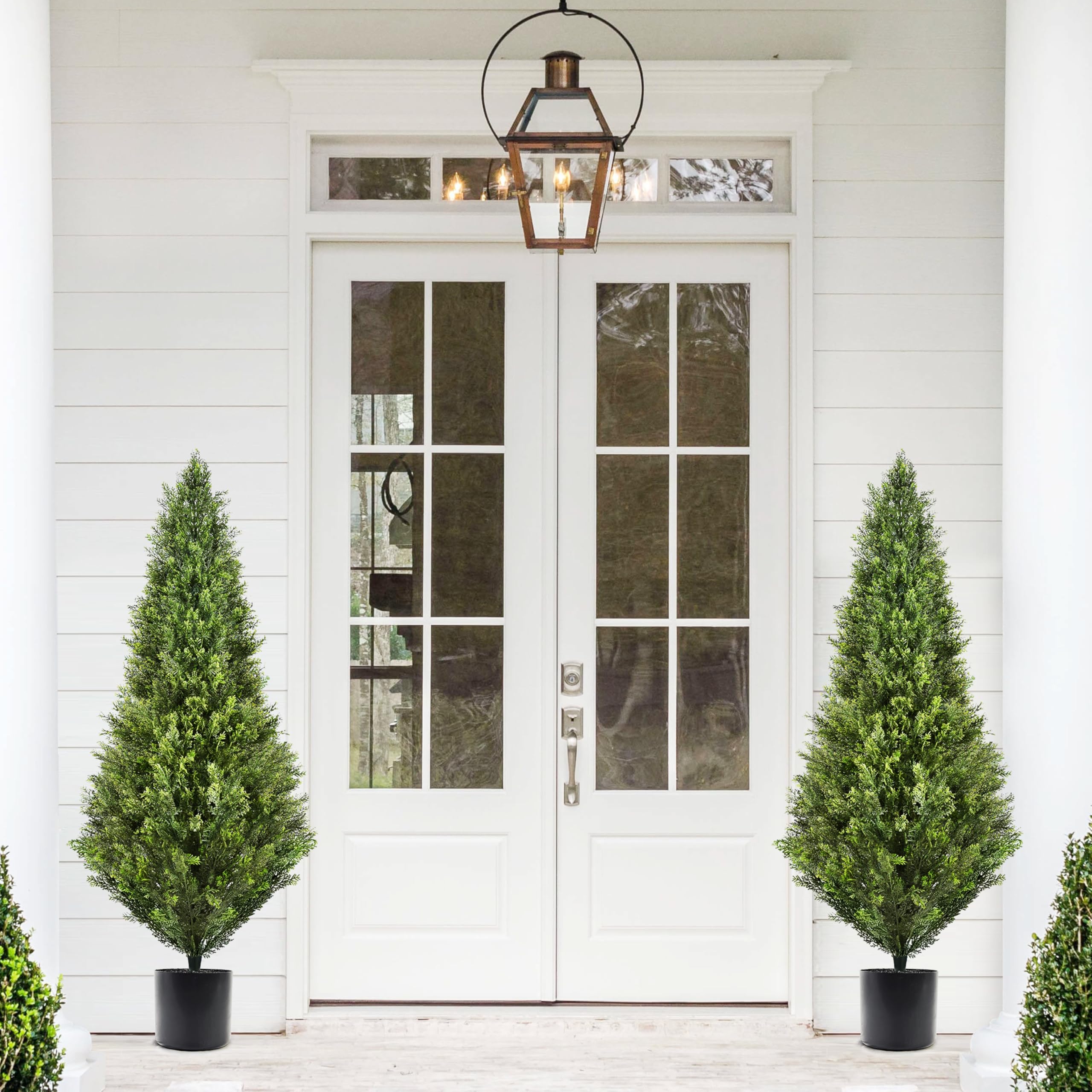 Durable cement pot base adds stability for indoor and outdoor use.