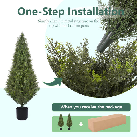 Decwin cedar topiary features UV protection for long-lasting color in sun.